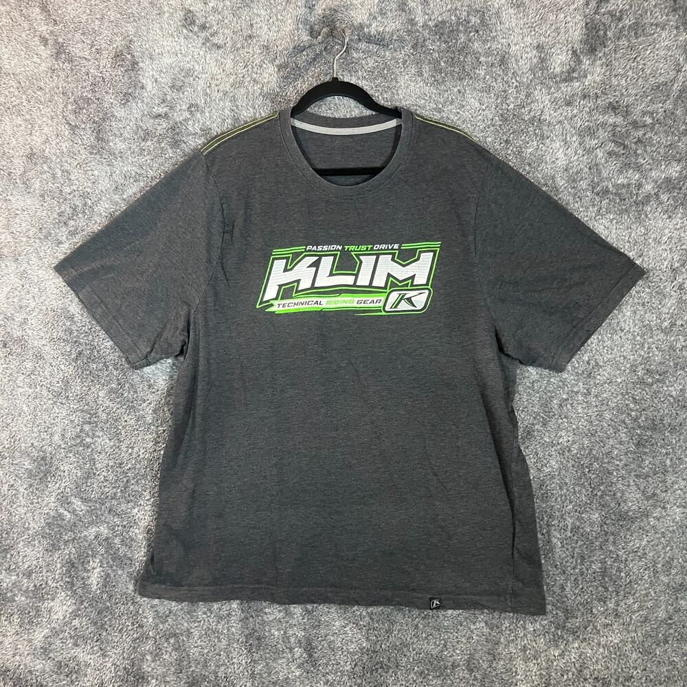 Klim Mens Large Short Sleeve Crew Neck Gray Graphic T Shirt Snowmobiles Casual